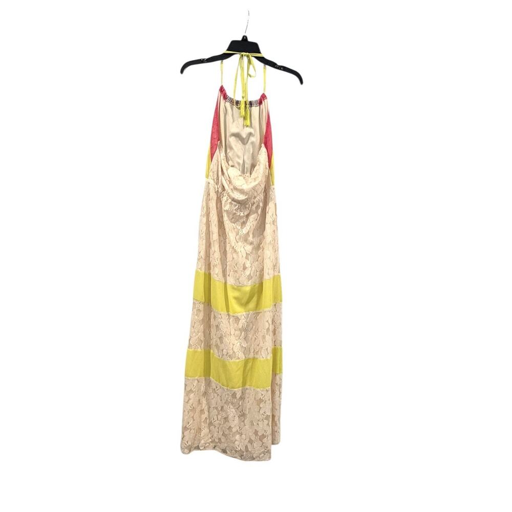Flying Tomatoe Lace Maxi Dress Women’s Small Ivory Lemon Halter Bohemian - Picture 5 of 13